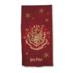 Drap De Plage Blason Poudlard Fond Bordeaux - Harry Potter