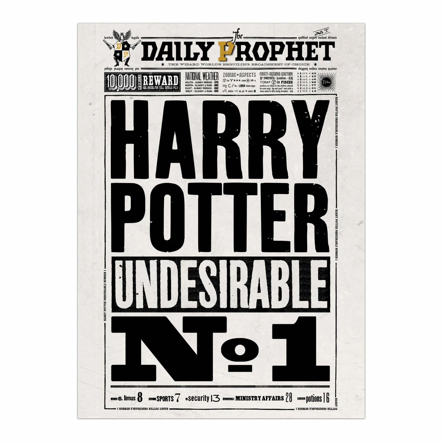 Poster Daily Prophet Undesirable No1 - MinaLima 3 Poster Daily Prophet Undesirable No1 - MinaLima